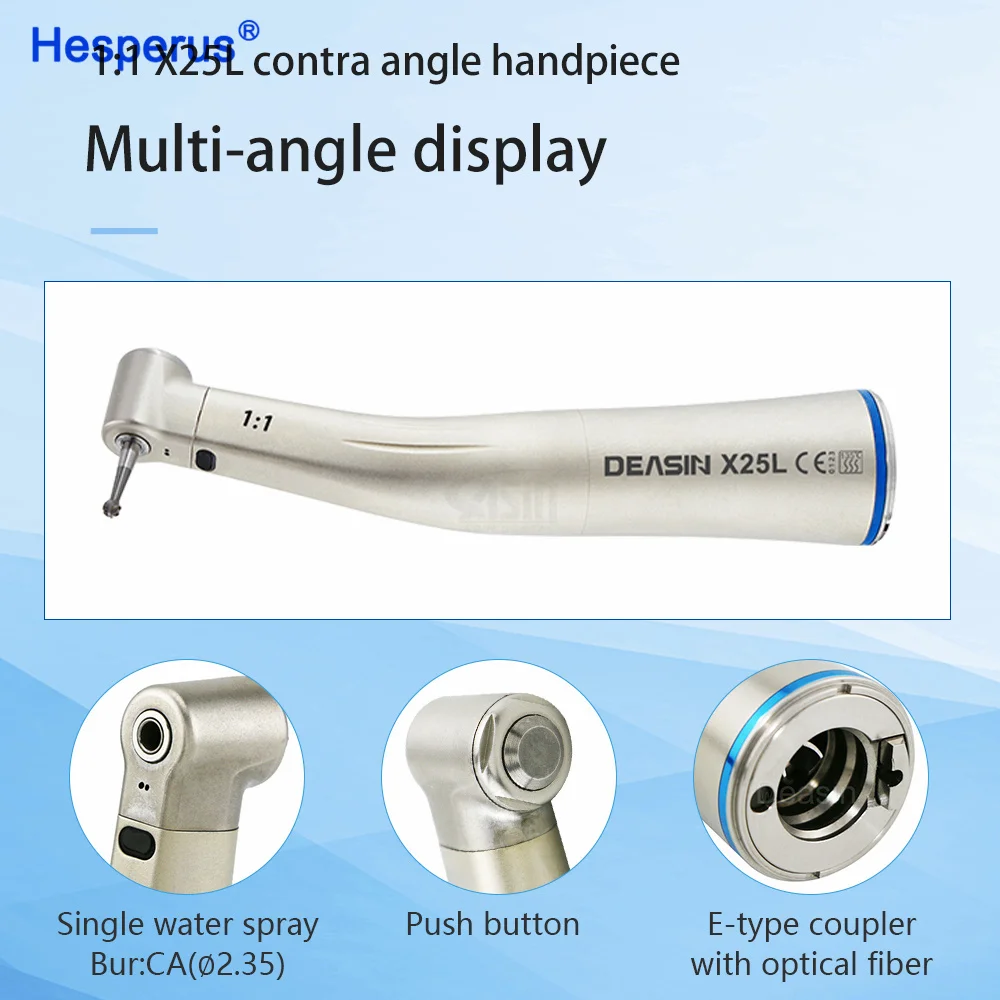 Dental 1:5 Electric Fiber Optic LED Contra Angle Handpiece Ceramics