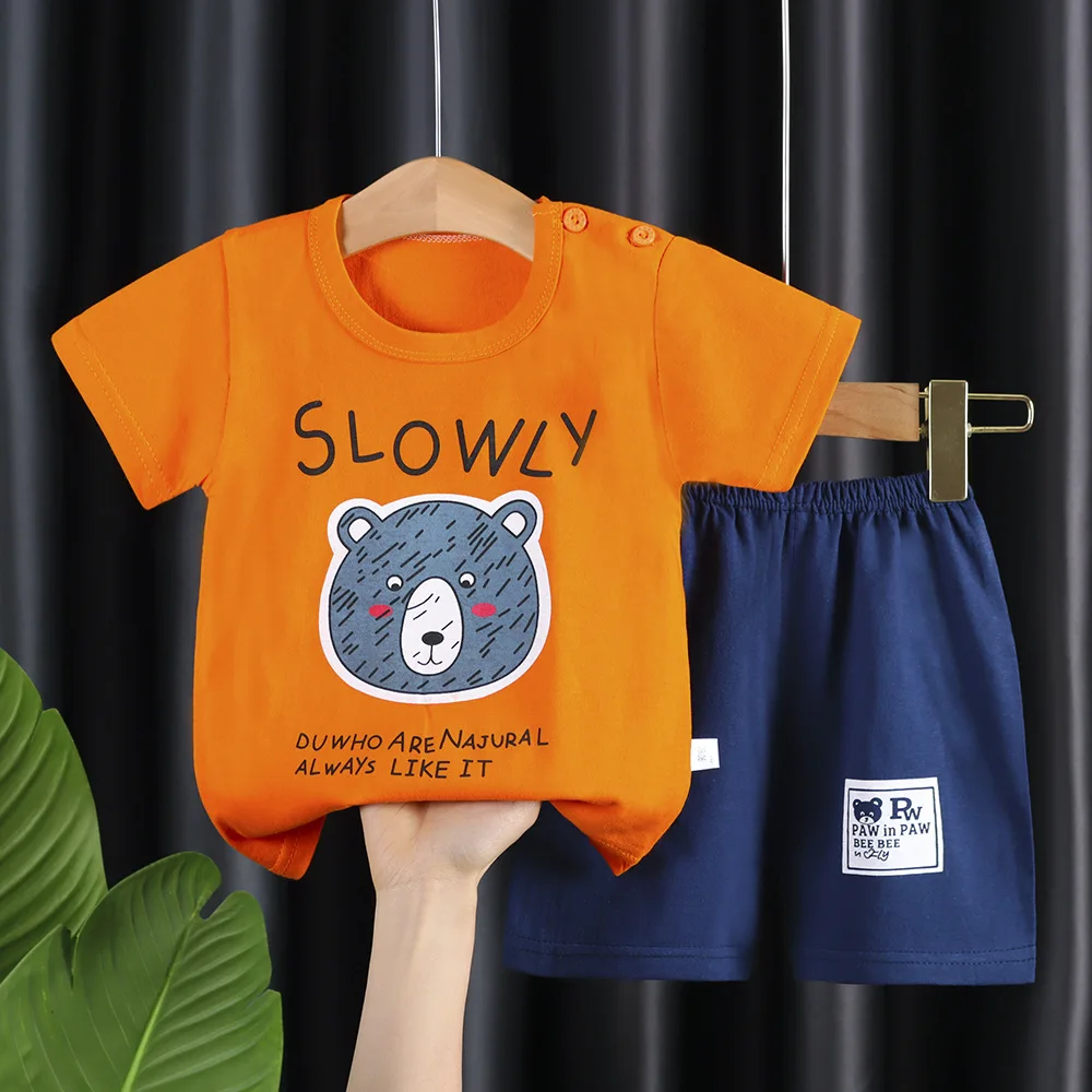 Kids Summer Boys Girls Short Sleeve Set Baby Tshirt Shorts Set Summer