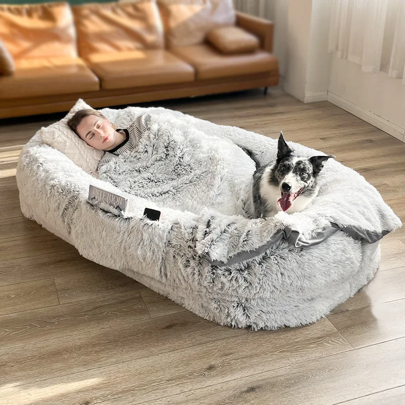 product human dog bed pet beds for humans size fits you and pets washable faux fur for people doze off napping orthopedic pillow-49