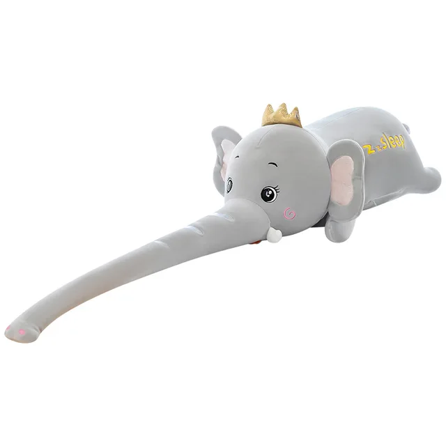 New Elephant Plush Toy Lying Pillow Pillow Crown Long Nose Elephant Doll Sleeping Pillow Wholesale