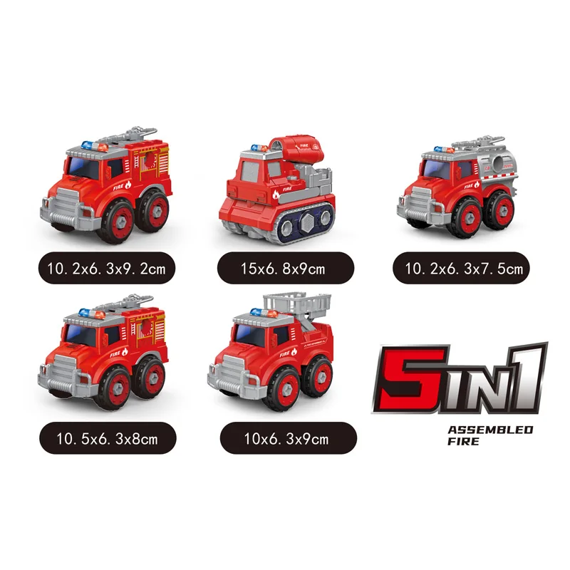 EPT 5In1 Rescue Vehicle Transformed Building Blocks Toy Fire Fighting Kids Educational Stem Diy Fire Truck Robot For Assembly