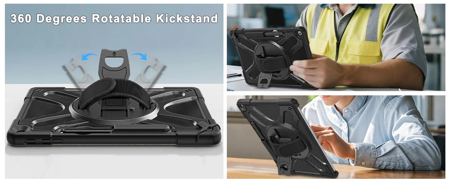 product case for microsoft surface pro 12 inch 2025 heavy rugged shockproof drop protection case with type cover keyboard black-6