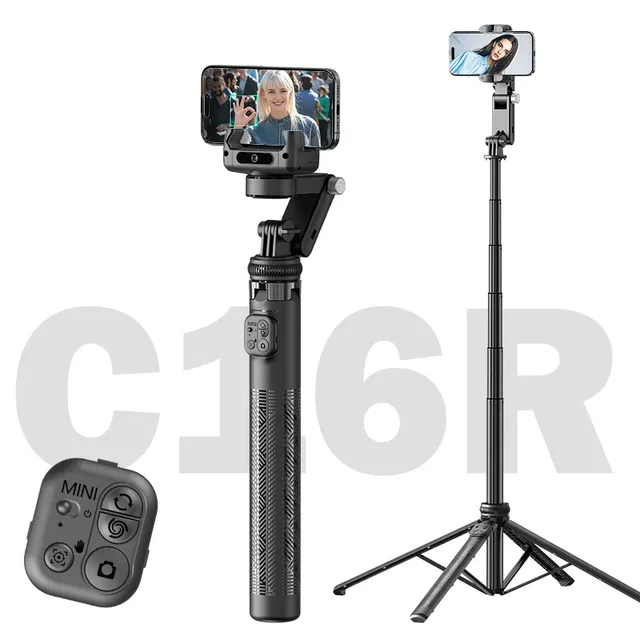 C16R Single Stabilizer AI Face Following  Gimbal 360° Rotation Quadrupod 1.57m 39 "with Fill Light Multifunction Remote Control