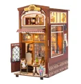 New Custom 3D DIY Booknook Coffee House Miniature wooden Book Nook Kit Bookshelf Nook Book 3D Wooden Puzzle Dollhouse M2411