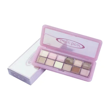 Waterproof 12-Color Eyeshadow Palette Shiny Sequins Pearly Matte Earth Tone Eye Shadow Makeup B#Cherry blossom ice