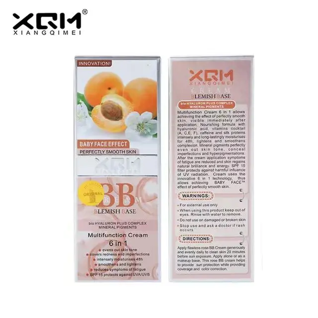 XQM High Quality Factory Price Multi-functional Peach Fragrance Whitening Liquid Foundation XQM BB Cream