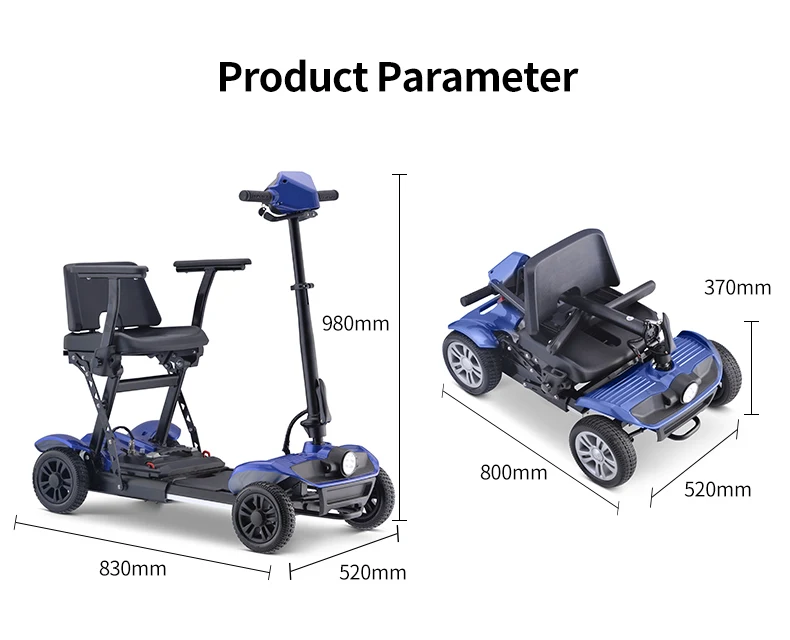 250w Powerful All Terrain Electric Mobility Scooter Lithium Battery Removable 4 Wheel Mobility