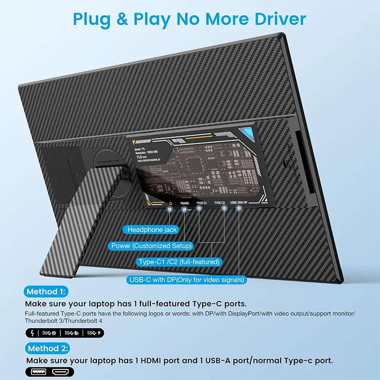 511109 P5 DUAL SCREEN 15.6インチ FHD 1080P Cevaton P5 Portable Dual Monitor - 15.6