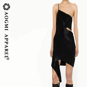 Haute Couture Women's Off-the-Shoulder Mini Dress with Cut-out Split Hip Design Satin Fabric Eco-Friendly Breathable Party Style