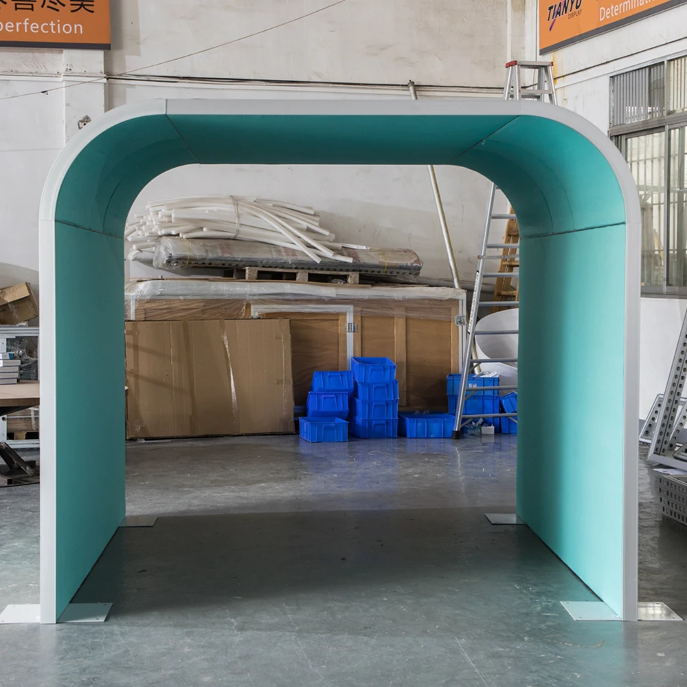 Trade Show Simple Mall Set up Stand 3D Models 10 X 10 Portable Display Advertising Curved U Shape Exhibition Booth
