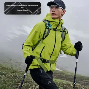 Bethi Professional Carbon Fiber Climbing Staff Telescopic Non-slip Walking Stick for Outdoor Hiking EVA Handle