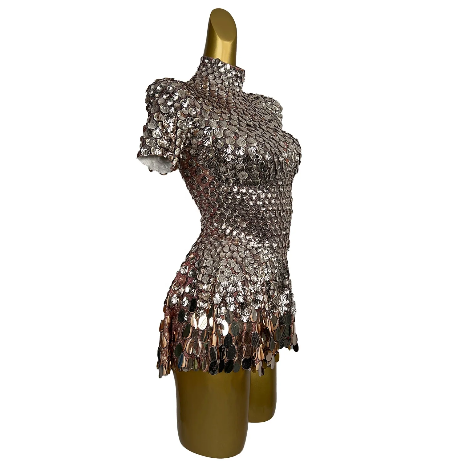 short sleeve glitter dress By Together Multi Stripe Short Sleeve Sequin Dress S main image 1