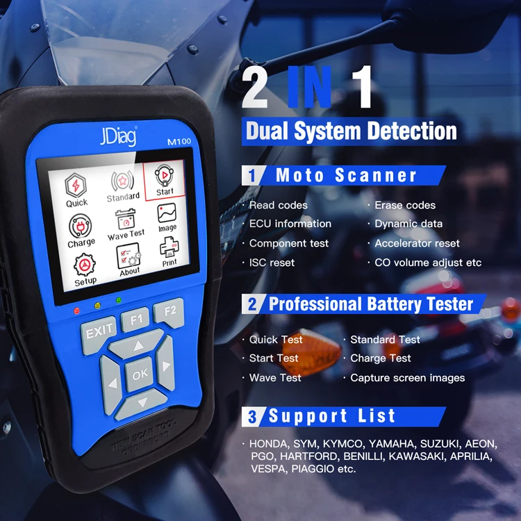 JDiag M100 Universal Motorcycle Scanner Tool Full System Diagnosis Perpetual Free Updates Motorcycle Diagnosis Diagnostic