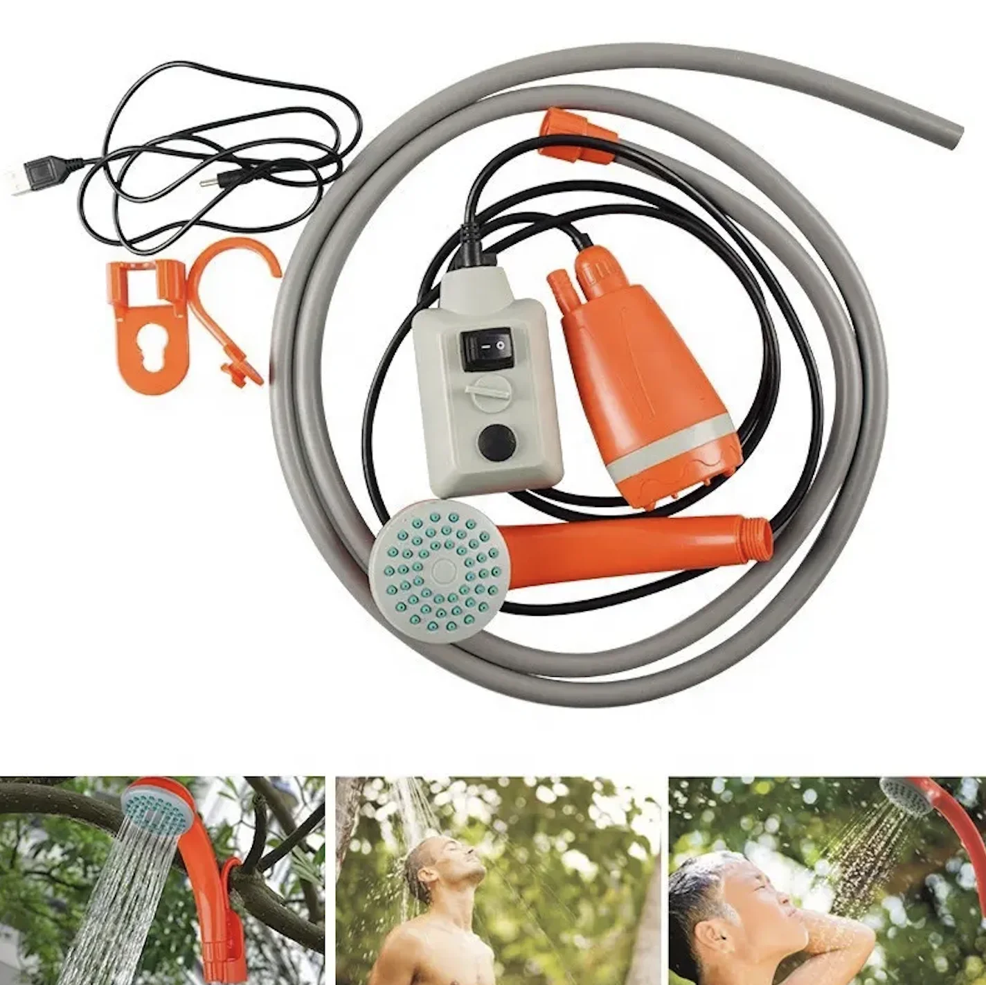 Portable Battery Powered Easy to Use and Store Hand Pump Shower Portable Shower 12 Volts for Caravan Outdoor Shower