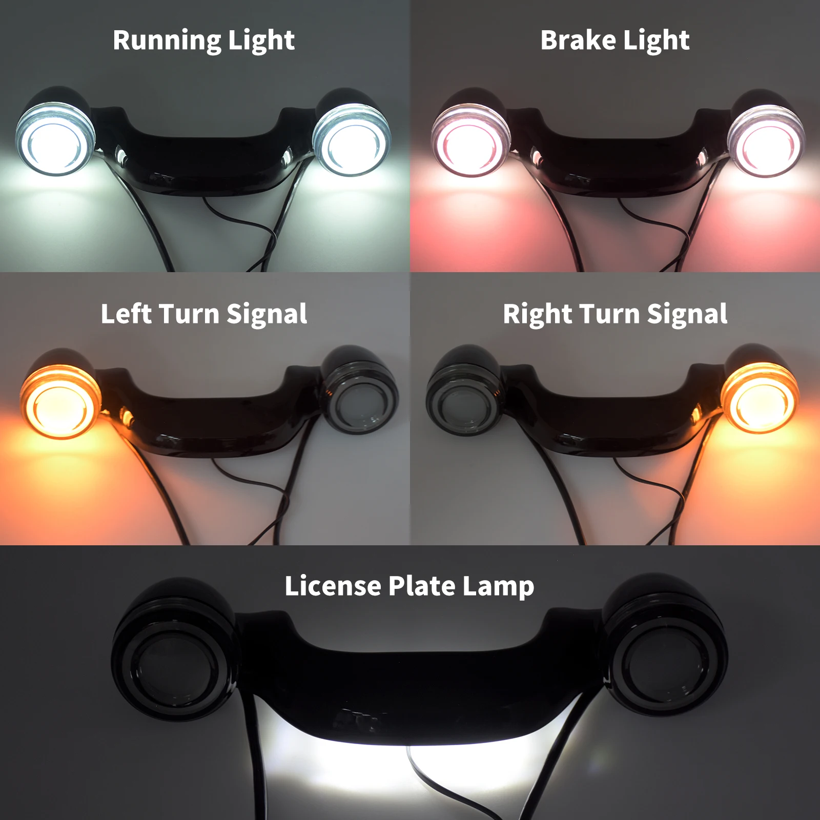 Motorcycle Rear Led Brake License Plate Light Bar Turn Signal License