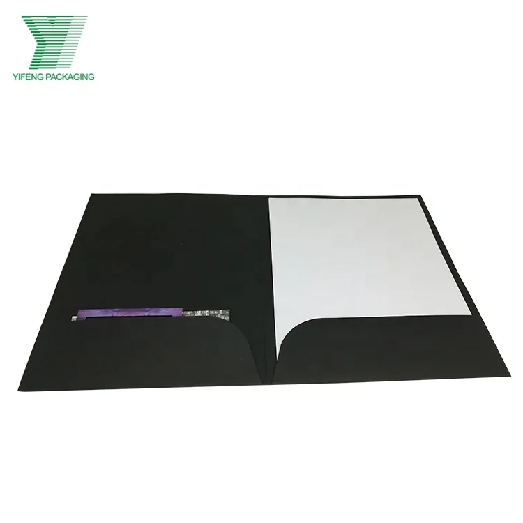 Presentation Folder Custom Printed Logo Paper Folders Matte Black Paper