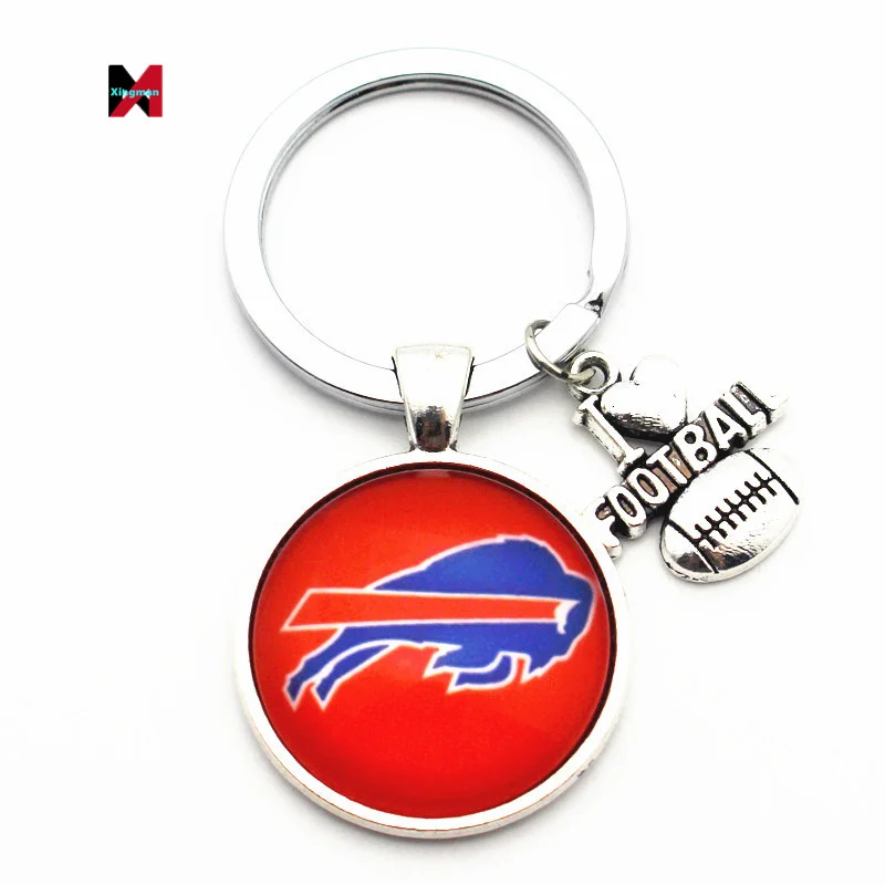 Manufacturer Souvenir Customized Metal Alloy Glass Football Keyring All