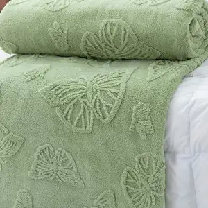 New 100% Polyester Flannel Butterfly Throw Blanket Super Soft Super Fluffy Lightweight Fleece Printed Pattern Eco-Friendly Bed