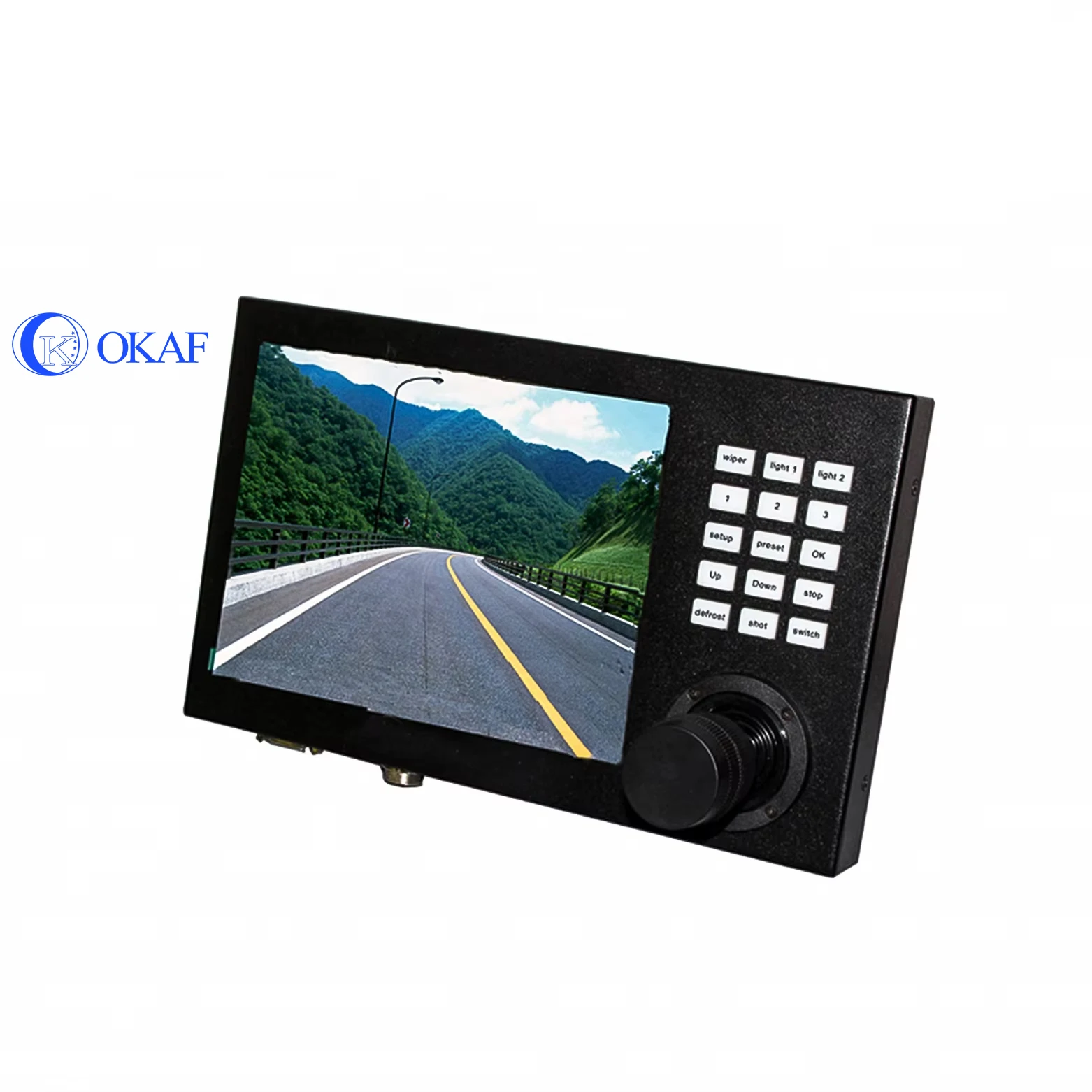 OKAF Network Keyboard 4D Joystick Control 8 Inch Color LCD Display Video Switcher IP PTZ Camera Controller