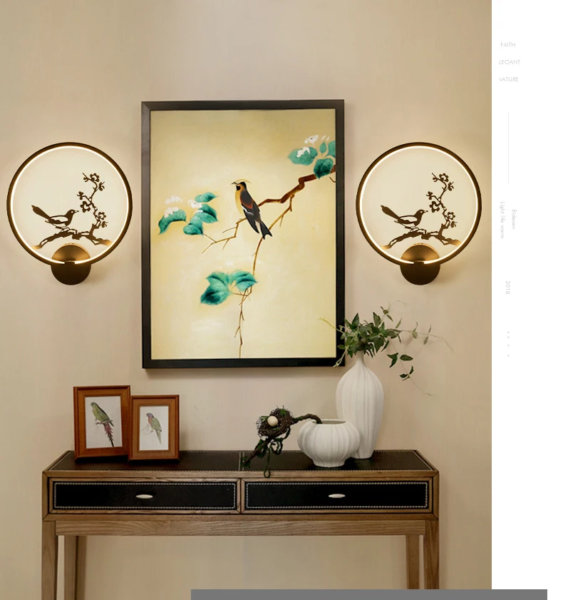 wholesale price hot selling classical flora fauna light indoor hotel acrylic wall lamp