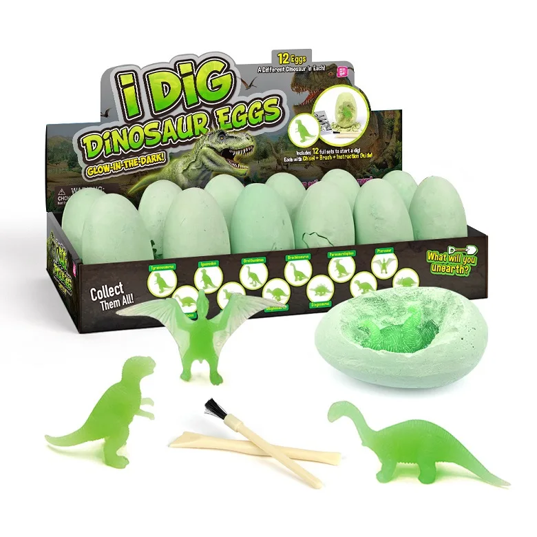 2022 Hot Sale Luminous Dinosaur Egg Blind Box Kids Excavation Toys Dino Dig It up Glow in the Dark Easter Toy Digging Kit
