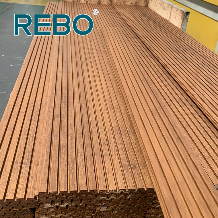 Противопожарная наружная декоративная бамбуковая рифленая облицовочная панель для