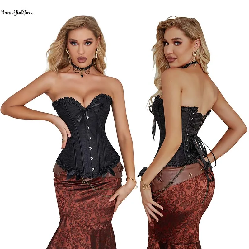 Busk Closure Back Lacing Ribbon Adjustable Sexy Fat Women Corsets Unique Sexy Women Pleated Corset Lingerie Plus Size 6XL