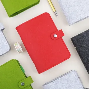 Promotion A6 Eco Journal Customizable Logo Felt Cloth Notebooks Leather Detachable Handbook Loose Leaf Hardback Diary Wholesale