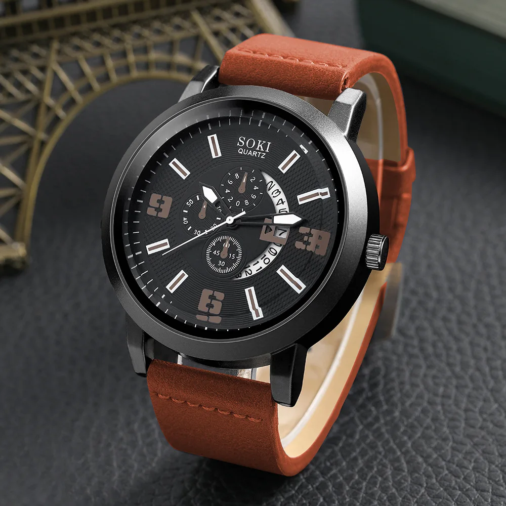 XM5742-Homme Montre de Punk Rock Chaîne Motif tête de Mort en Simili