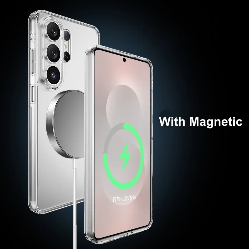 product customized shockproof anti yellowing transparent magnetic mobile phone case lens protective for samsung s26 ultra s26 oem-9