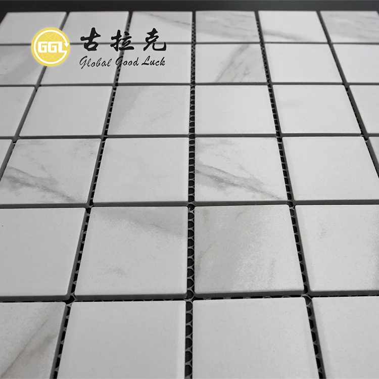 Ceramic White Square Mosaic Tile Backsplash Bathroom Mosaic Wall Tiles manufacture