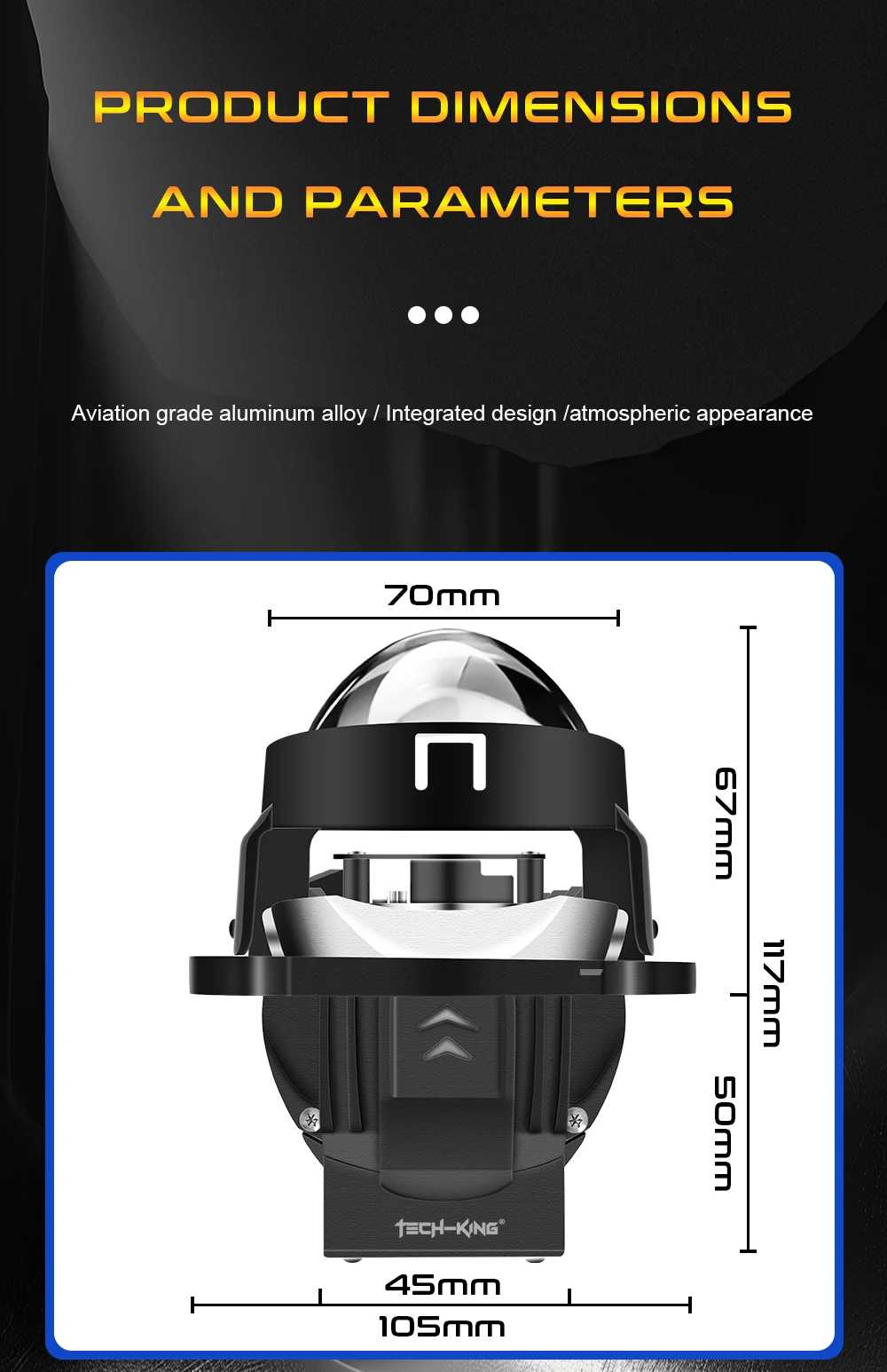 TECH-KING Factory Bi Led Lens Car LED Headlights Projection Lamp 2.5 Inch Lens 6+1 Chip High-power 130W Led Headlights H4 Lens