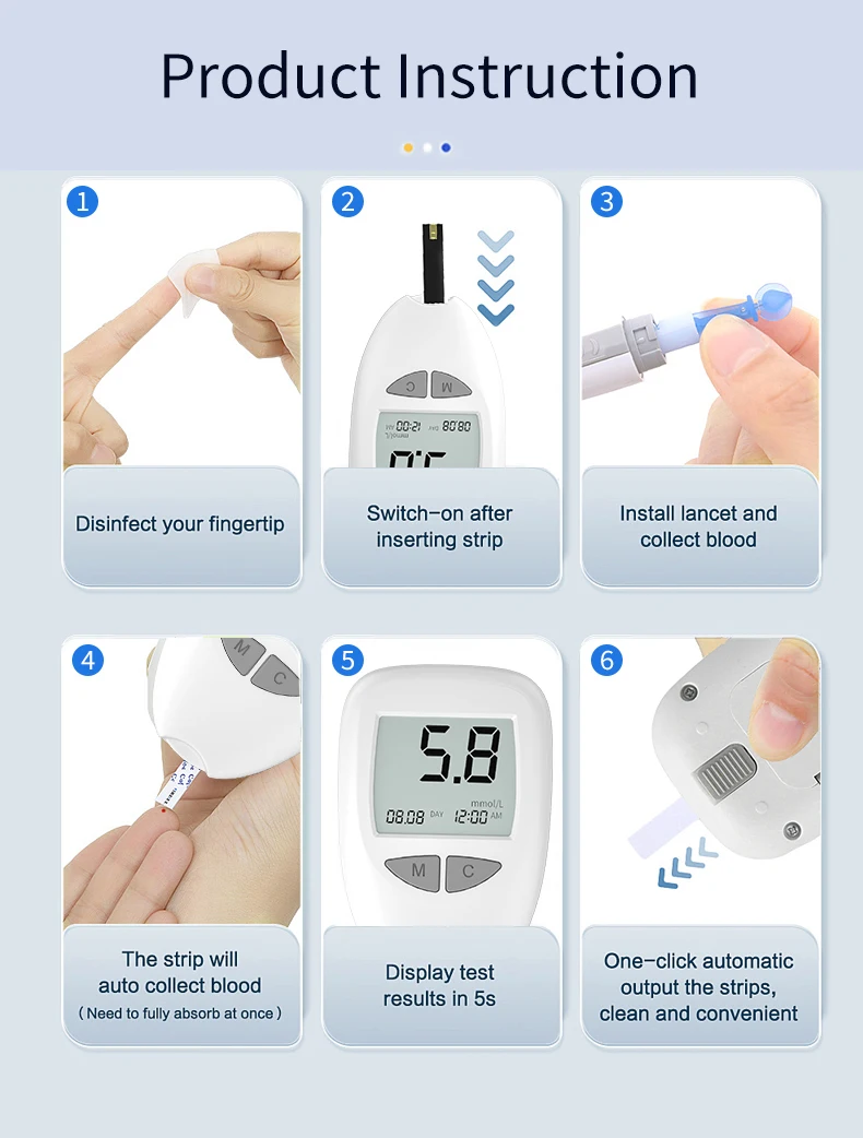 product factory electric blood glucose meter for elderly high blood sugar test strip with lancet detector health monitor and analysis-10