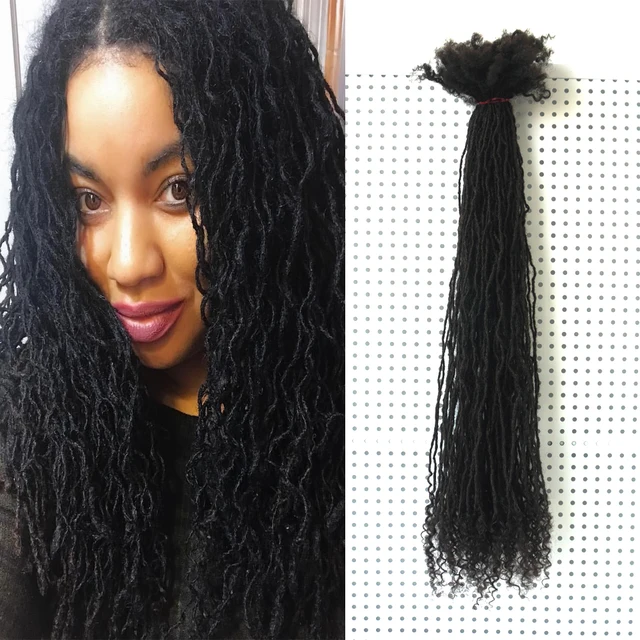 KAMA 100% Remy Human Hair Peruvian Interlocked Micro Dreadlocks Permanent Sisterlocks Extensions with Natural Curly Ends