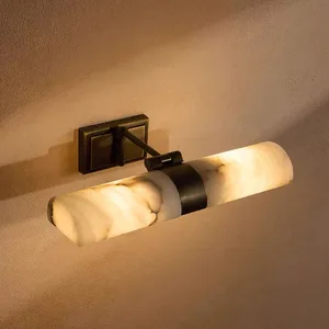 Designer Natural Marble Wall Lamp for Hotel Model Room Stainless Steel Decorative Lamp for Living Room and Bedroom Bedside