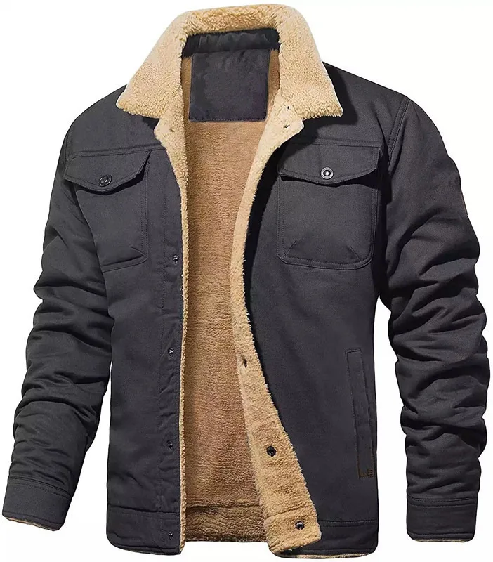 2023 Winter Man's Cotton Cargo Casual Jacket Fleece Thicken Jackets New ...