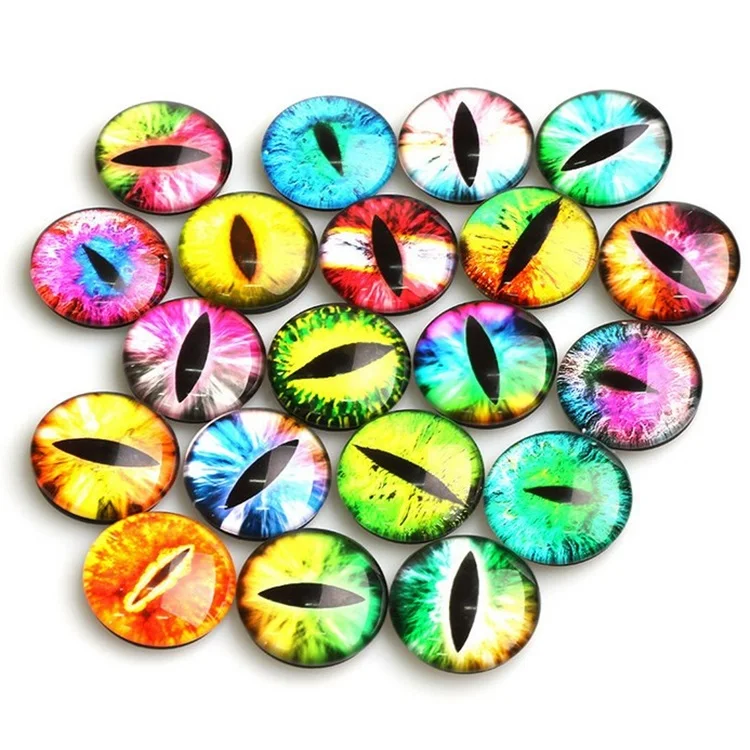 Factory Sale 8mm 50mm Glass Cabochon Pupil Charms Flatback Round