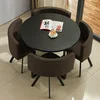 Brown fabric chair set for dining table