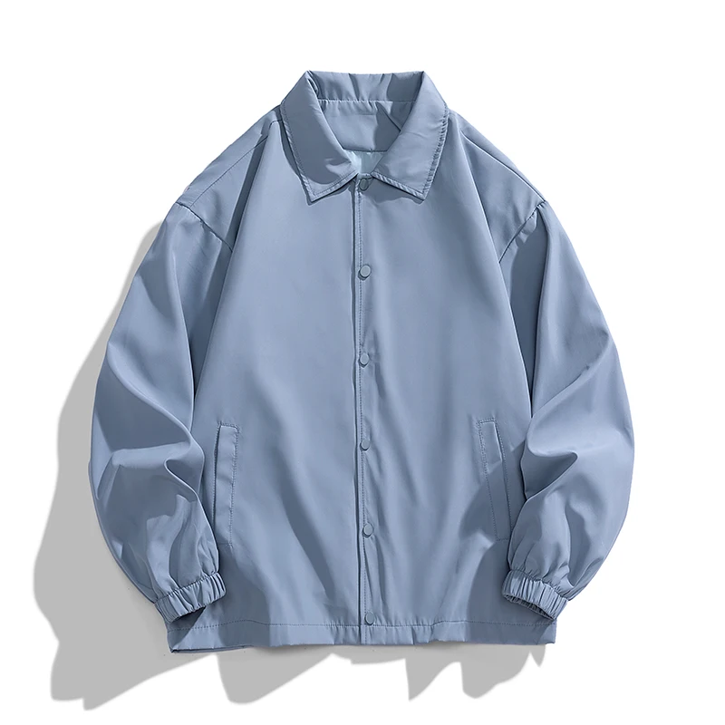 Neutral Loose Style Spring with Custom Single Breasted Closure Polyester Windbreaker Jackets men_voghion.com