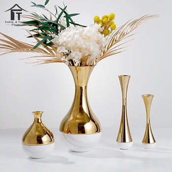 Interior Decorating Luxury Gold Centerpiece Vase Modern Metal Flower ...