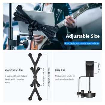 Neewer 7-14 Inches Adjustable Tablet Holder Mount and 360 Degree Swivel Clamp for Microphone Stand IPad,iPad Pro,iPad Air Google detail image