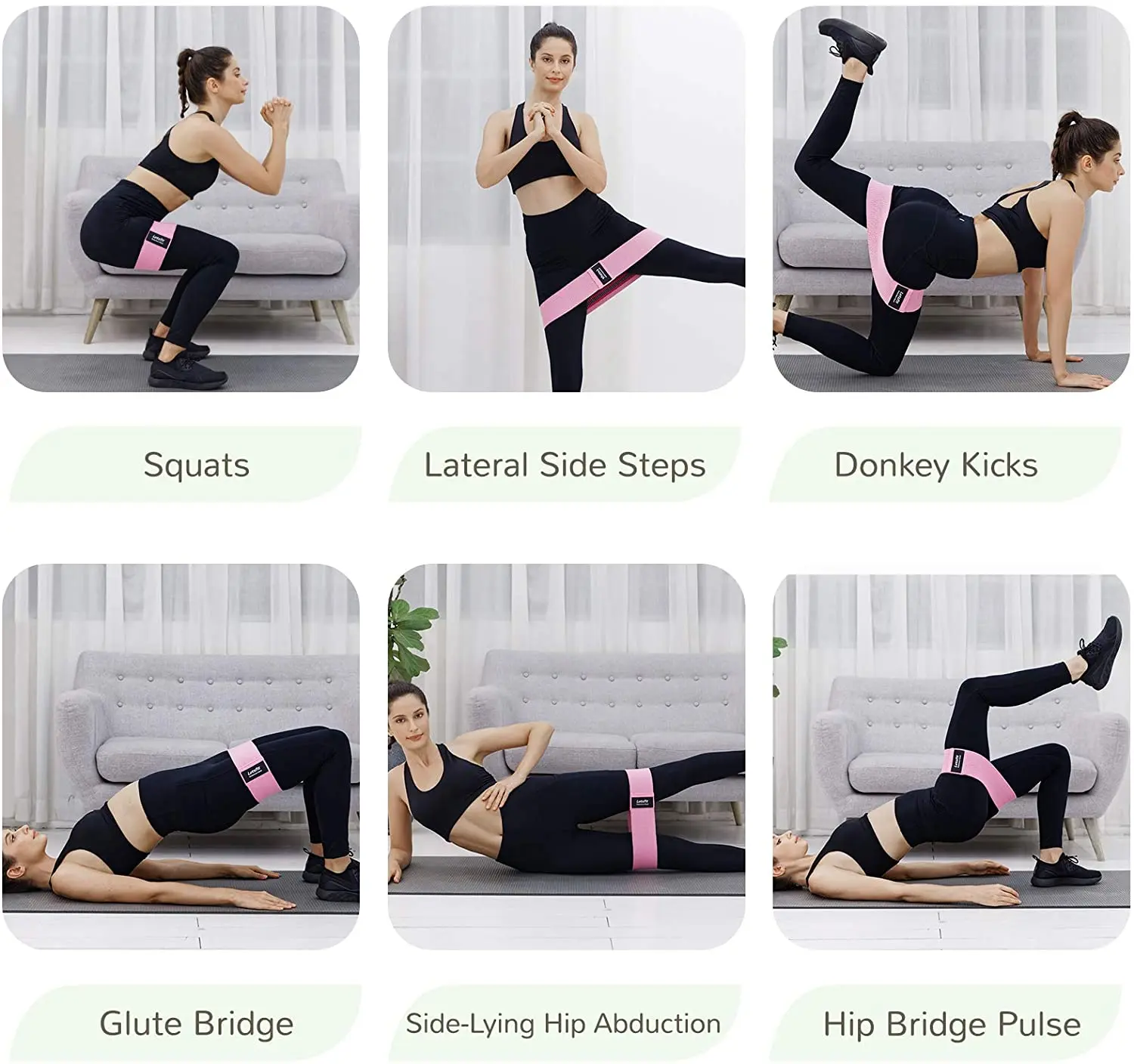WOQI Butt Exercise Bands I Popular Resistance Band Strength Booty Workout Fabric Black Customized Latex Fitness Bands