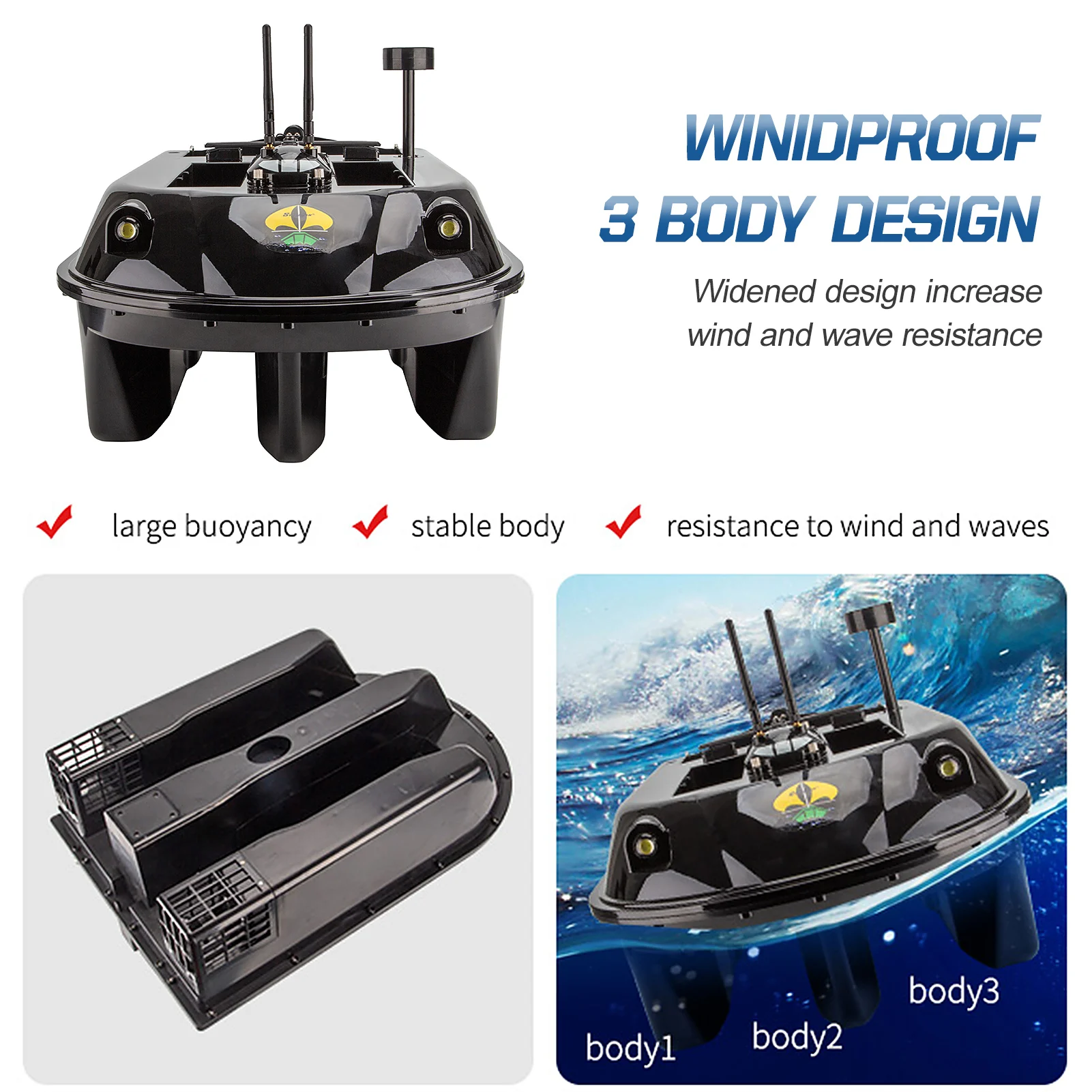 2022 New Design Bait Boat Gps Autopilot 600m Remote Control Sea Fishing