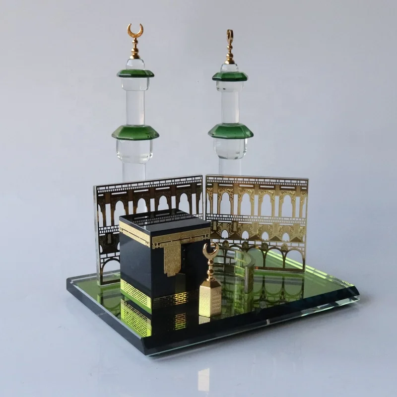 Muslim Islamic Crystal Decorations the Minaret of Mecca Mosque and Kaaba Ramadan Eid Gifts
