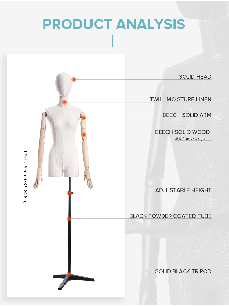 Uk Warehouse Clothing Display Mannequin Female Half Body Dressmaker Dummy Dress Form With Wooden