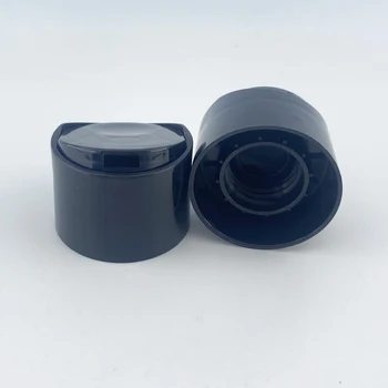 Custom logo Black PP Disc Top Cap with Easy Open Feature for Lotion Non Spill Cream Cosmetic Containers Disc Cap