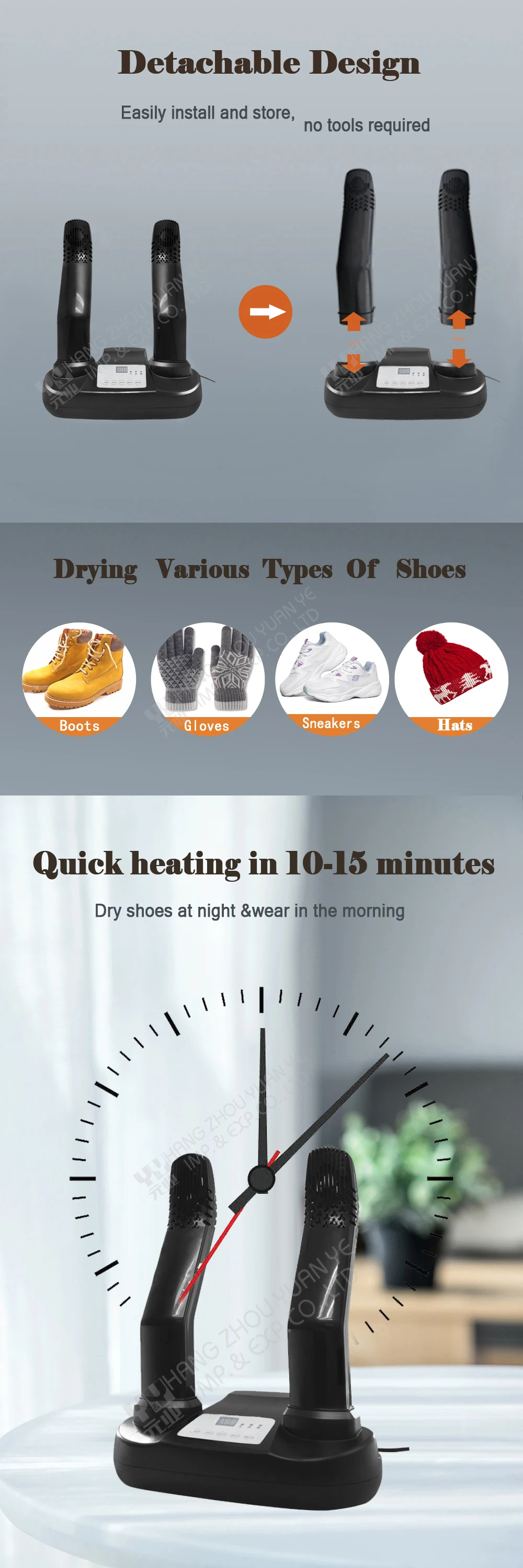 Rapid And Safe Drying Shoe Dryer With Ozone For Household Appliance