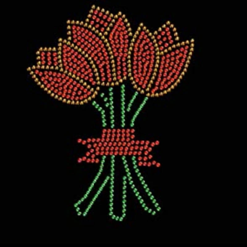 Free sample Custom hotfix rhinestone transfer pattern bling iron on transfer flower