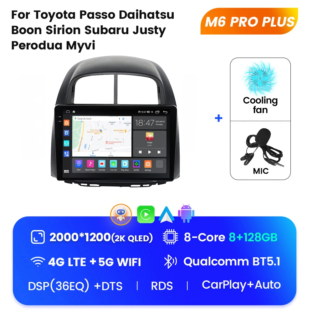 MEKEDE QLED Android Car Audio Android Radio for for Toyota Passo Daihatsu Boon Sirion Subaru Justy Perodua