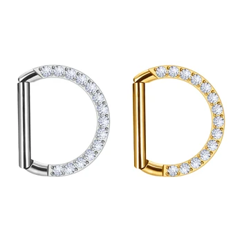 G23 Titanium 16G Nose Septum Hoop Ring Front Face Zircon Inlay Cartilage Helix Earring Clicker Daith New Body Piercing Jewelry